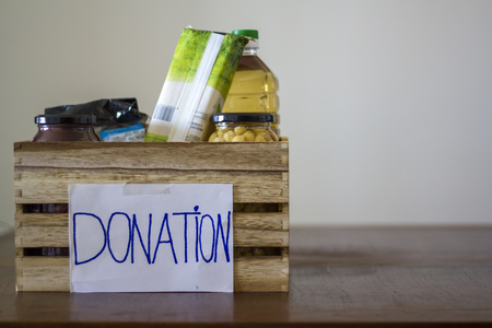 Donation box with foodの写真素材