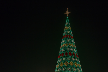 Christmas tree with star on top and copy spaceの写真素材