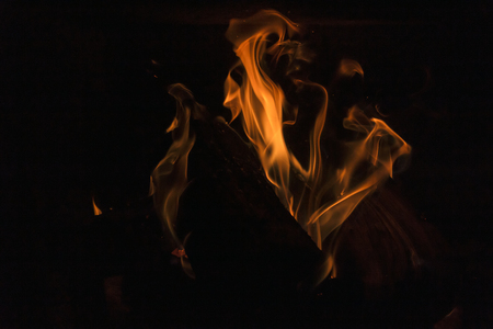 Fire in fireplaceの写真素材