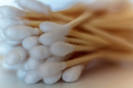 Bamboo cotton swabs. Zero waste, plastic free lifestyle concept
