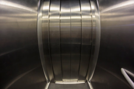 Elevator door. Fish eye effect