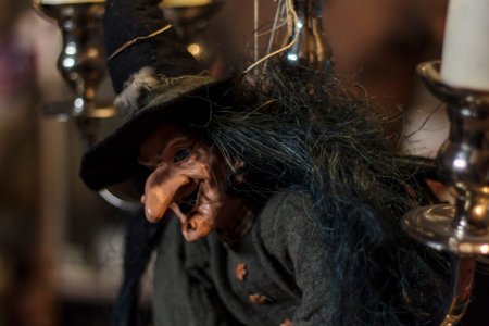 Close up of Witch doll. Halloween decoration