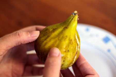 Woman holding a fresh fig