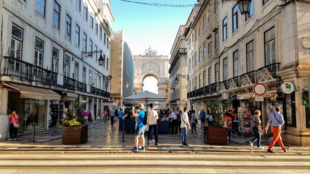 LISBON, PORTUGAL - CIRCA September, 2019: Tourists at Lisbon city centerのeditorial素材
