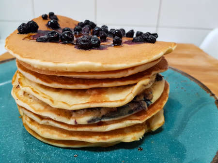 Plate with homemade pancakesの写真素材
