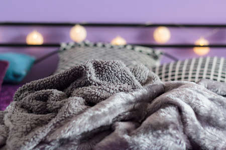 Blanket on the bedの写真素材