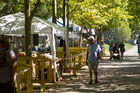 Almada, Portugal- CIRCA July, 2020: Outdoors farmers marketのeditorial素材