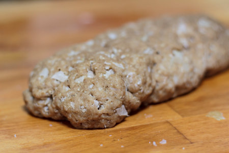 Homemade vegetarian/vegan seitan on wooden boardの写真素材