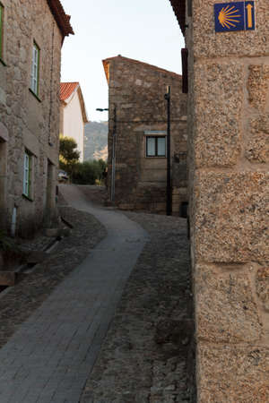 Narrow street on portuguese historic village Castelo Novoの写真素材