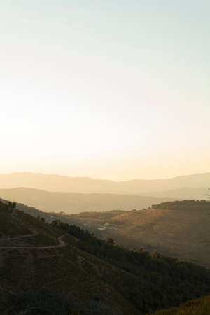 Landscape of hills at duskの写真素材