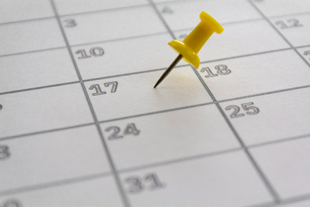 Calendar with pushpin in May 17 to illustrate the new extended date for IRS Federal Income Tax Returns. USA Tax deadline conceptの写真素材