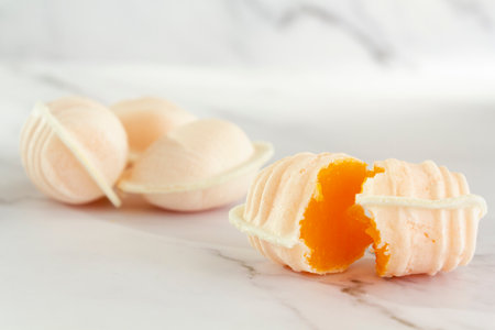 Traditional portuguese delicacy called Ovos Moles de Aveiroの写真素材