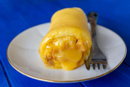 Traditional portuguese sweet called Torta de Azeitaoの写真素材