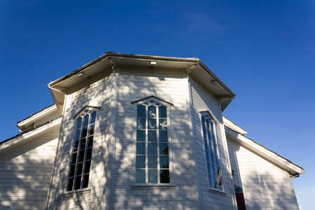 White wooden church windowsの写真素材