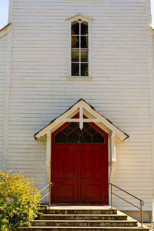 Red church entrance doorの写真素材