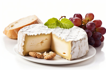 Brie cheese on white backgroundの素材