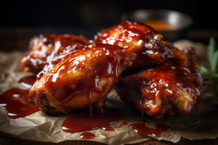 Chicken wings with barbecue sauceの素材