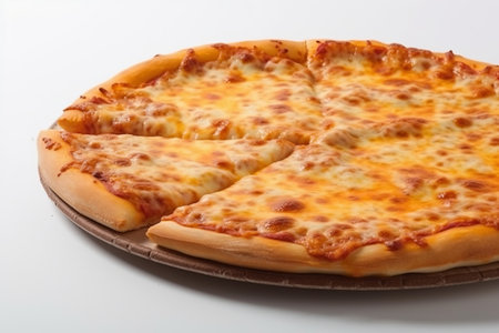 Cheesy pizza on white backgroundの素材