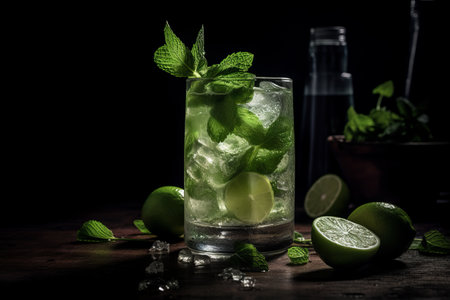 Mojito cocktail drink on dark backgroundの素材