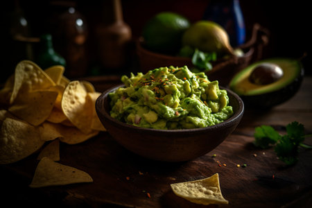 Delicious and fresh guacamole. Generative AIの素材