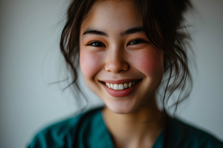 Portrait of a Smiling Young Nurse Womanの素材