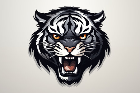 Tiger Head Illustration on Neutral Backgroundの素材