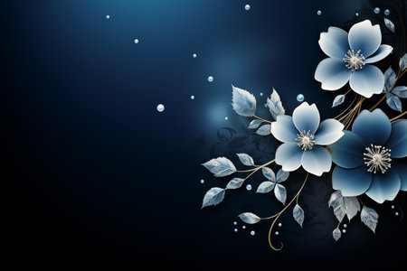 Elegant Blue Flowers on Dark Background Designの素材