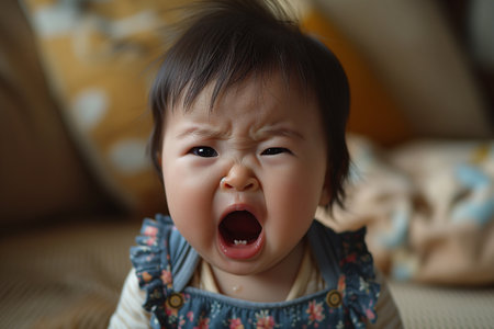 Asian baby girl having a tantrumの素材