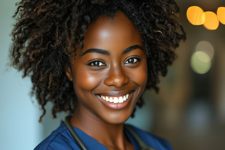 Portrait of a Smiling Young Nurse Womanの素材