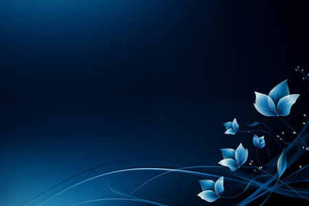 Elegant Background with blue flowers and copy spaceの素材