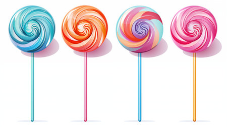 Set of colorful lollipops isolated on white background.の素材