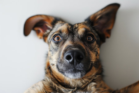 Funny Mixed Breed Dog taking a selfieの素材