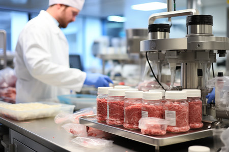 Making meat in a laboratory. Lab-grown meat, future food conceptの素材