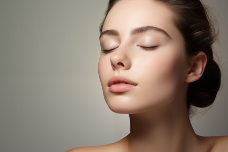 Woman with healthy facial skinの素材