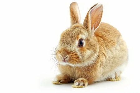 Fluffy rabbit on white backgroundの素材