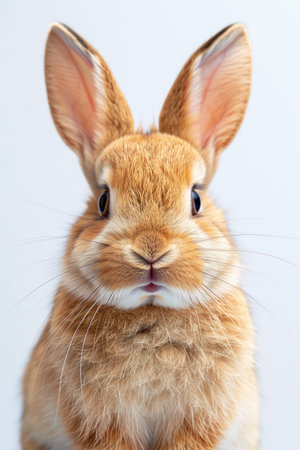 Portrait of a cute red rabbit isolated on white background. studio shotの素材