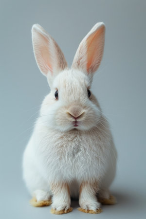 White rabbit against solid backgroundの素材