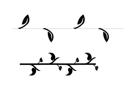Birds on branch isolated on white background. Vector stock illustration.のイラスト素材