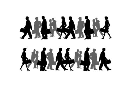 Silhouettes of business people on a white background. Vector illustration.のイラスト素材