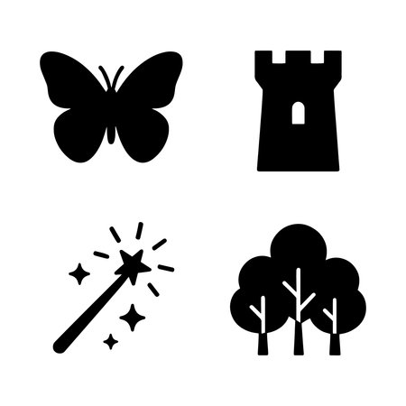 Magic icons set. Black symbols on white background. Vector illustration.のイラスト素材