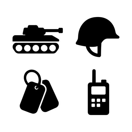 Military icons set. Military icons on white background. Vector illustration.のイラスト素材