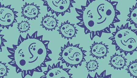 seamless background of cute suns, design, bright, pattern, seamless, sun, vector, symbol, cute, backgroundのイラスト素材