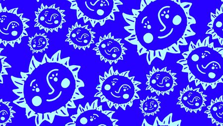 seamless background of cute suns, design, bright, pattern, seamless, sun, vector, symbol, cute, backgroundのイラスト素材