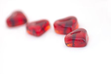 Four hearts isolated on white background (shallow depth of field)の写真素材