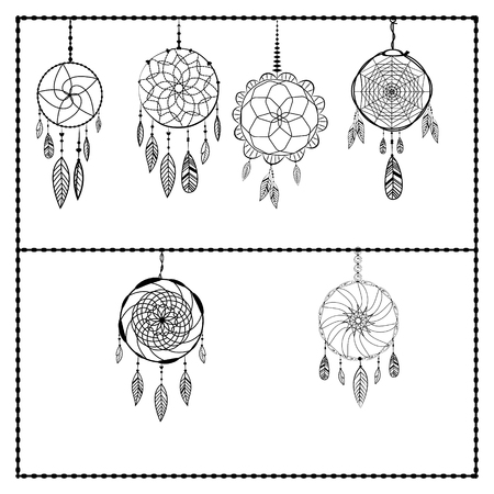 A set of dream catchers.のイラスト素材
