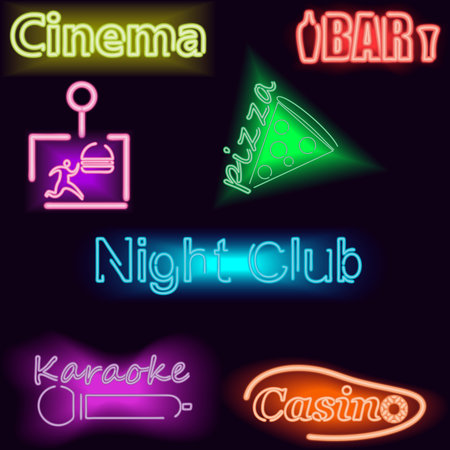 Set neon signs.のイラスト素材