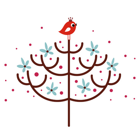 vector bird and tree designのイラスト素材