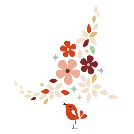 sweet bird card designのイラスト素材