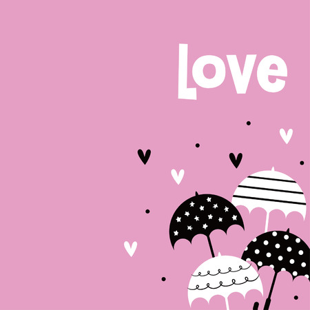 umbrella with love designのイラスト素材