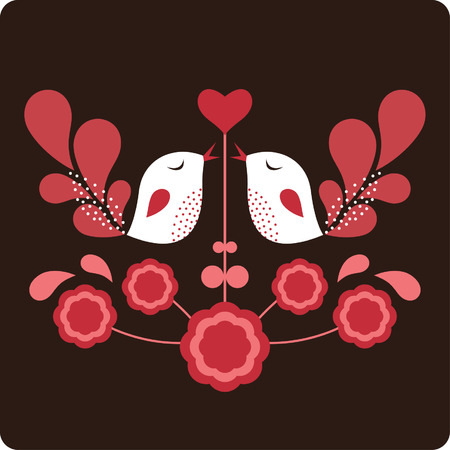 bird love cardのイラスト素材